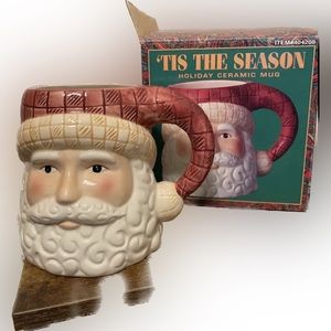 Oversized Santa Claus 24 oz Christmas Ceramic by Tis the Season & Slant Mugs NEW